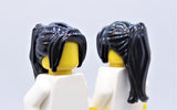 Hair part - Hair Female Ponytail Long with Side Bangs (colors available: Black, Dark Orange)